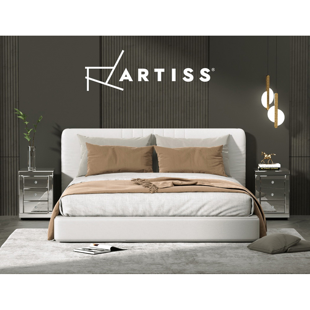 Artiss Bedside Table 3 Drawers Side Table Nightstand Mirrored Storage Cabinet - Picture 28 of 85