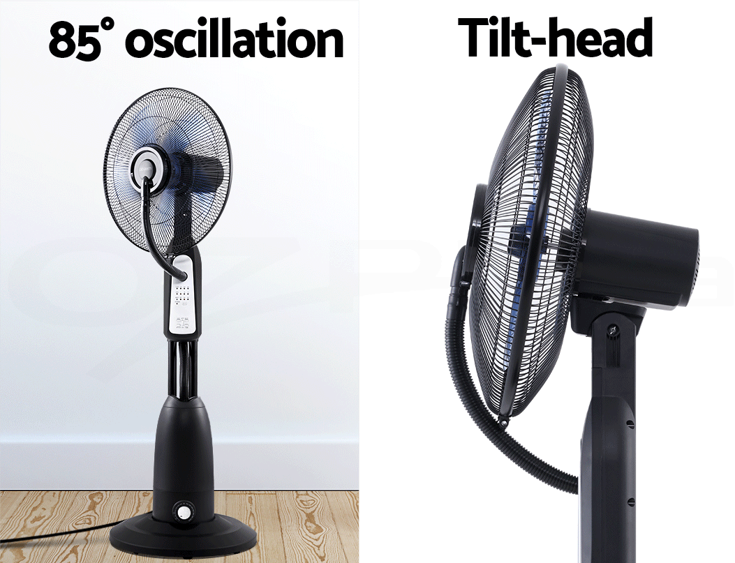 Devanti Mist Fan Portable Pedestal Fans 5 Blades Cool Water Spray Timer Remote 9350062286883 eBay