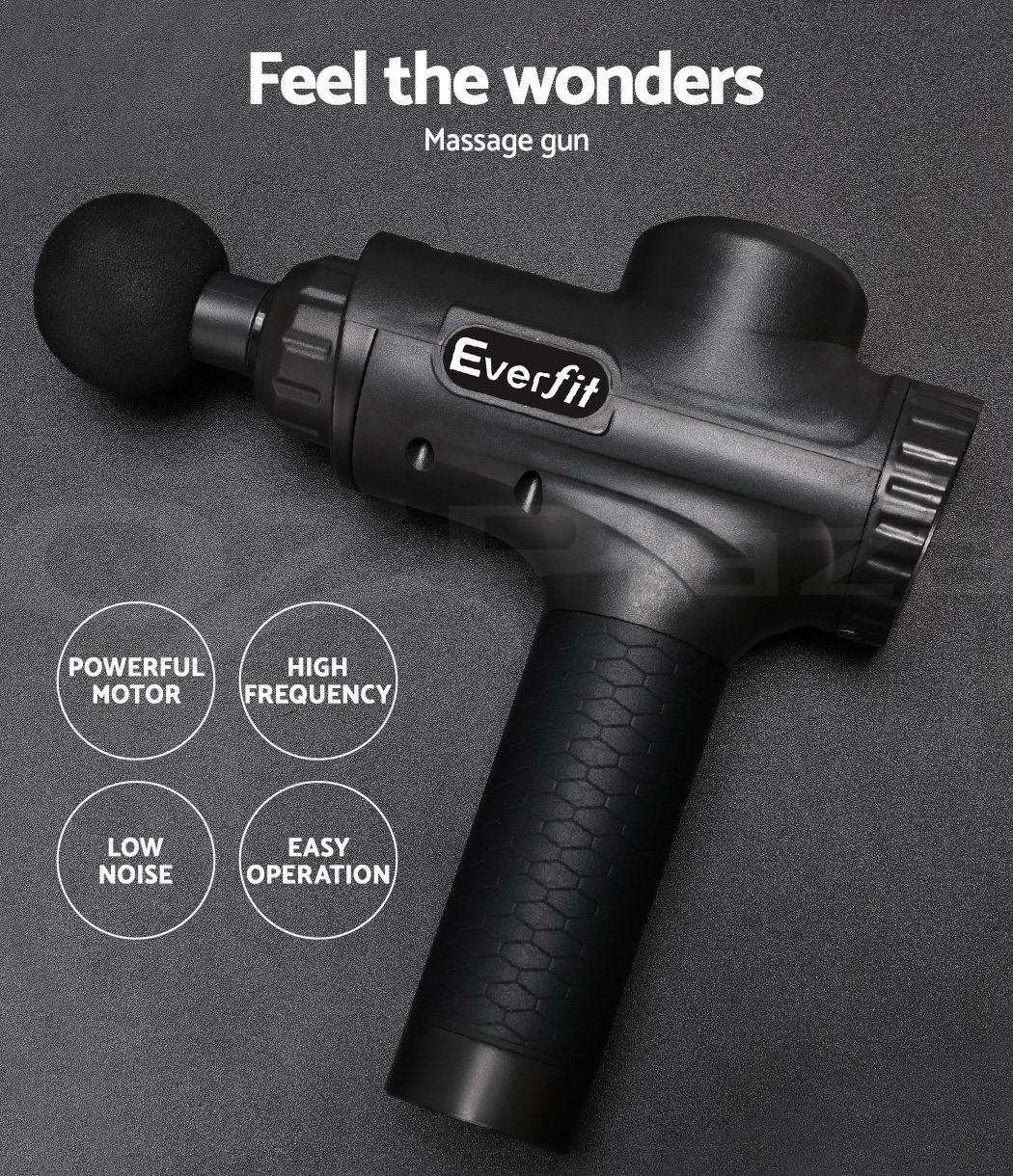 Everfit Massage Gun 6 Heads Electric Massager LCD Vibration Therapy
