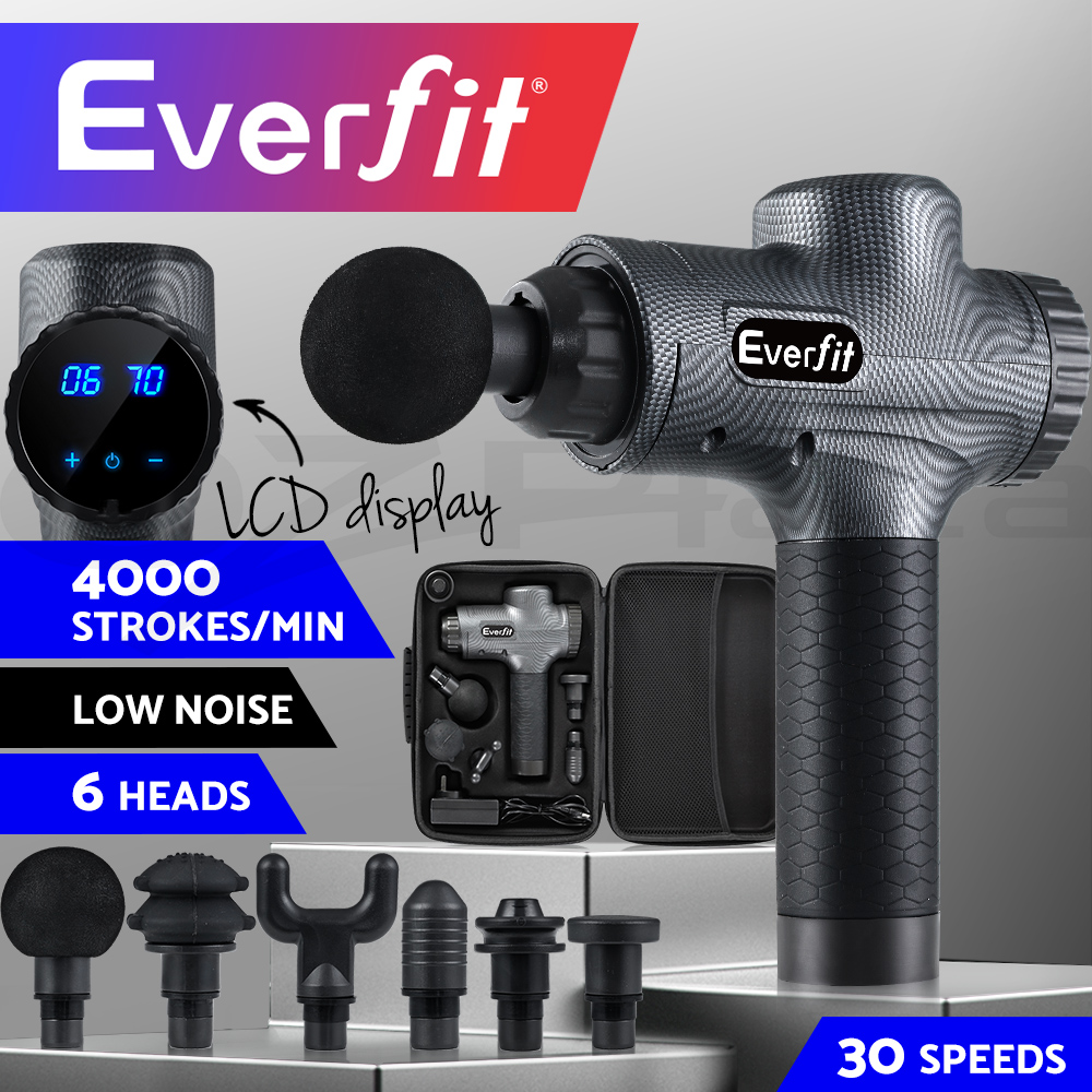 Everfit Massage Gun 6 Heads Vibration Massager Muscle Tissue Percussion