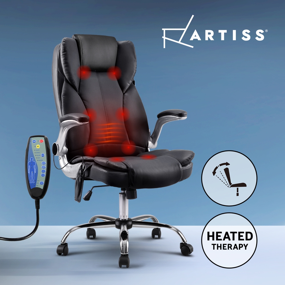 Artiss 8 Point Massage Office Chairs Computer Chairs Armrests Black | eBay