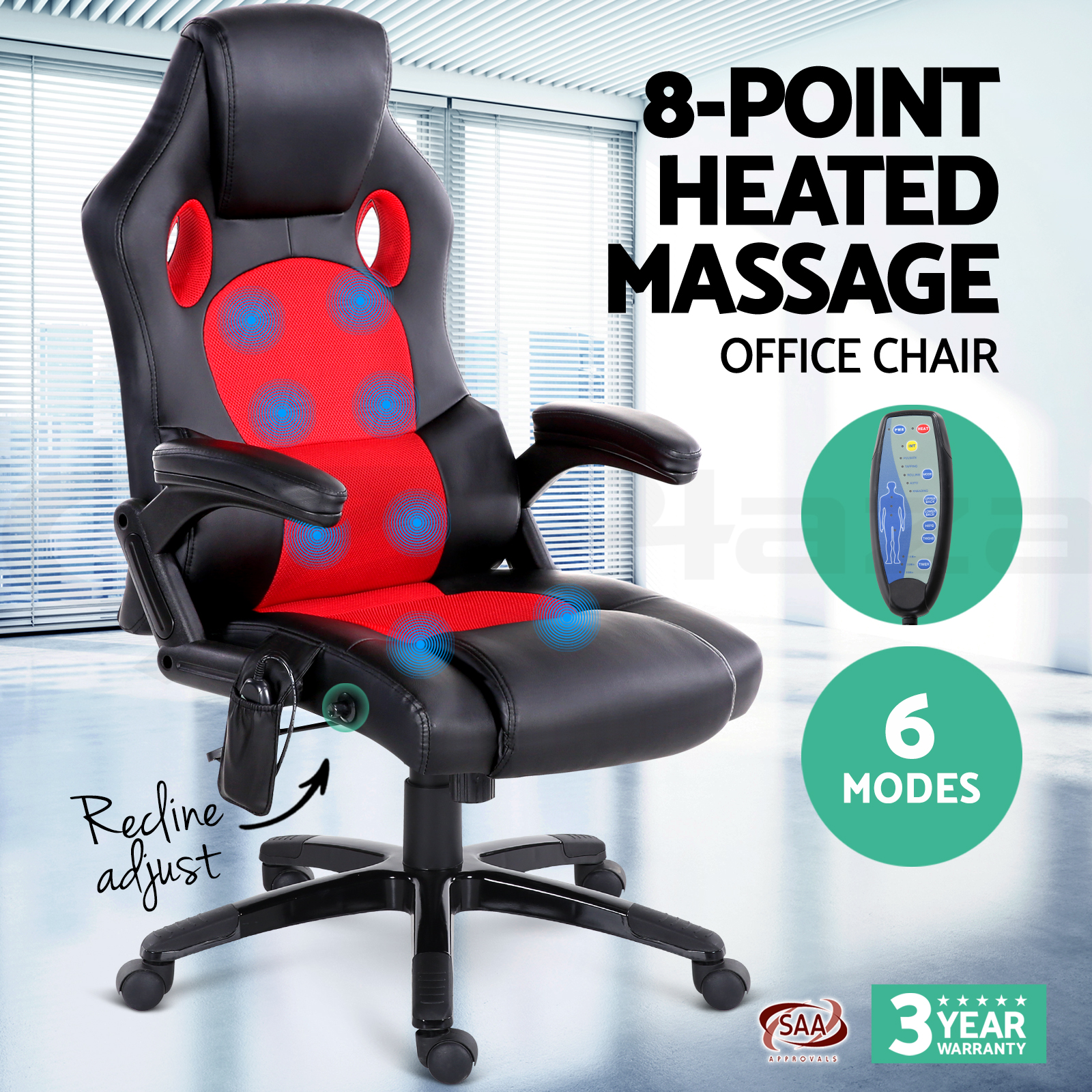 8 Point Massage Office Chair Racing Executive Heat Recliner Computer 8 Point Massage Office Chair Racing Executive Heat
