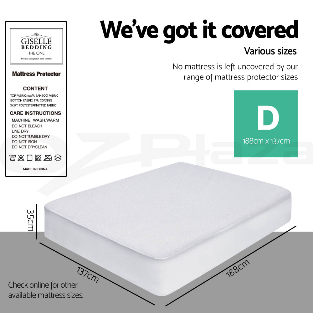 thumbnail 60 - Giselle Water-resistant Mattress Protector Bamboo Fibre Cotton Cover All Size