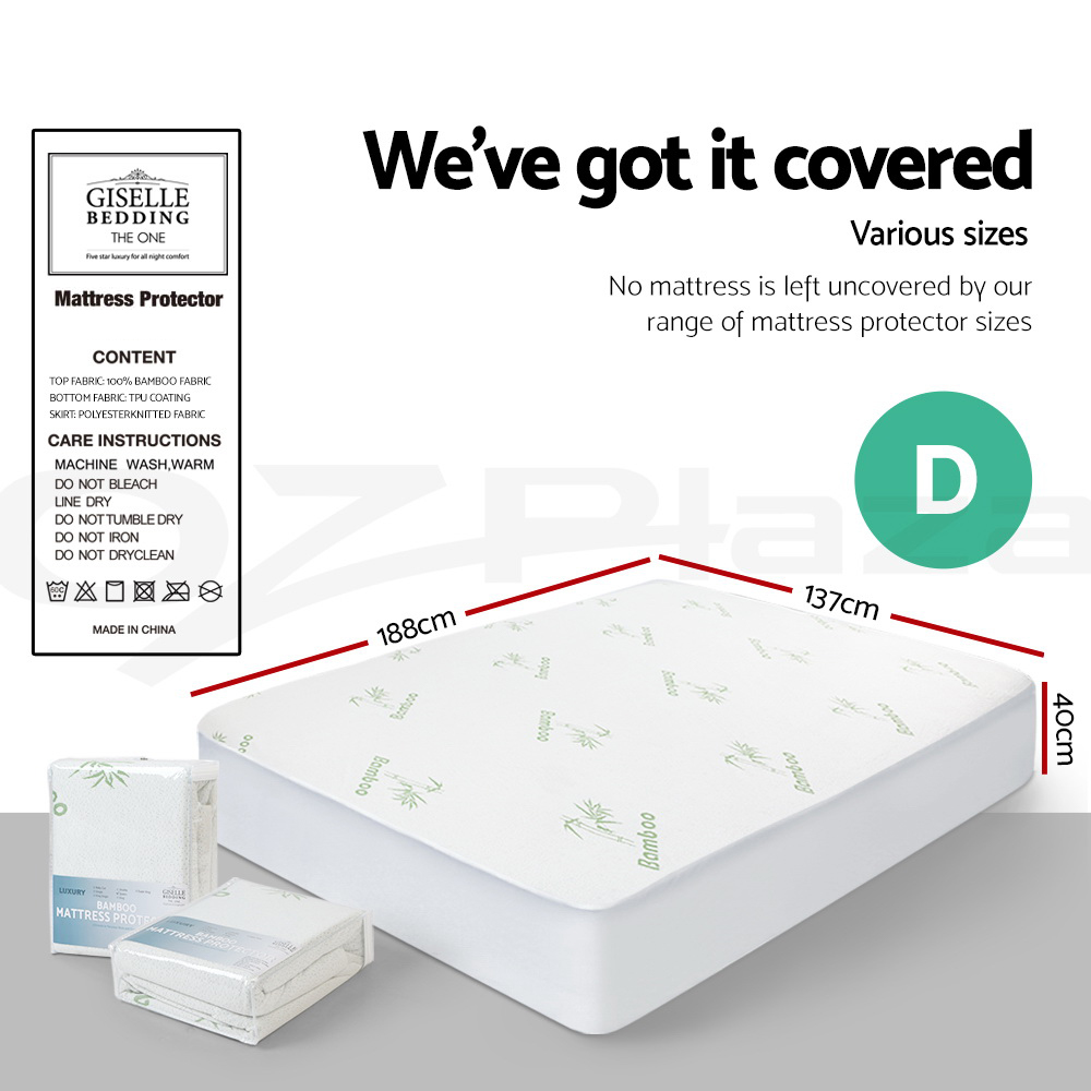 thumbnail 20 - Giselle Water-resistant Mattress Protector Bamboo Fibre Cotton Cover All Size