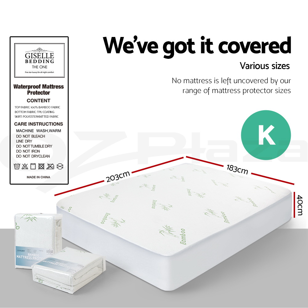 thumbnail 30 - Giselle Water-resistant Mattress Protector Bamboo Fibre Cotton Cover All Size