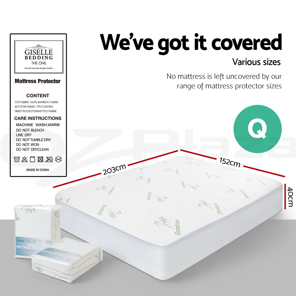 thumbnail 40 - Giselle Water-resistant Mattress Protector Bamboo Fibre Cotton Cover All Size