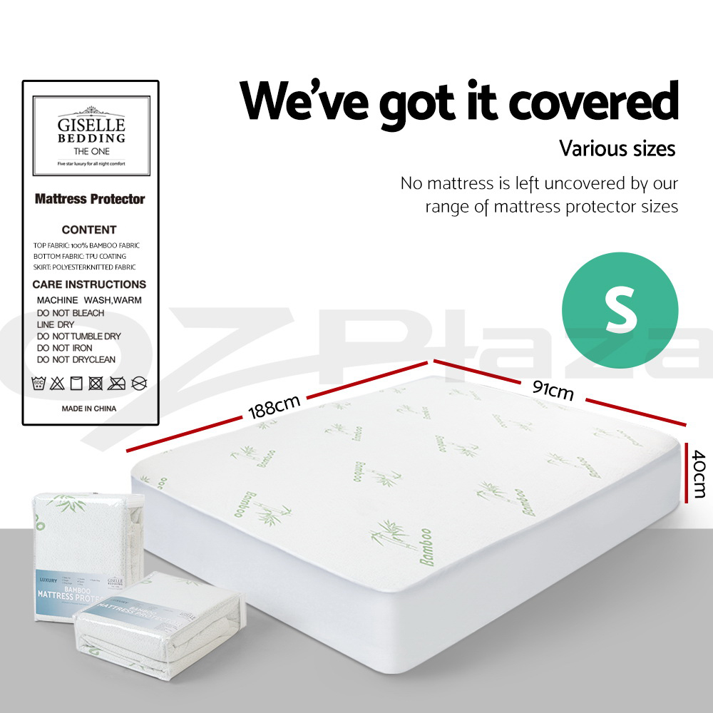 thumbnail 50 - Giselle Water-resistant Mattress Protector Bamboo Fibre Cotton Cover All Size