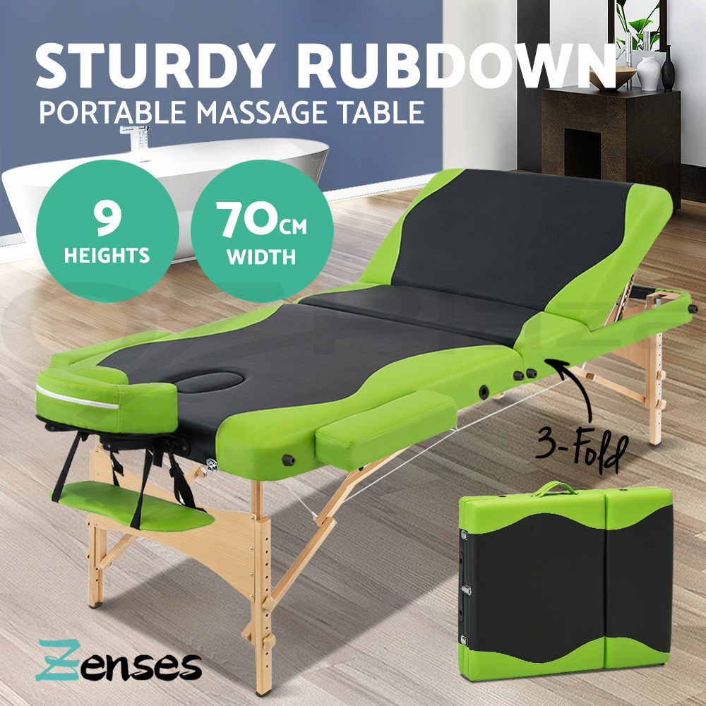 Zenses Massage Table Portable Wooden Beauty Bed Chair 3 Fold Therapy Waxing - Picture 22 of 41