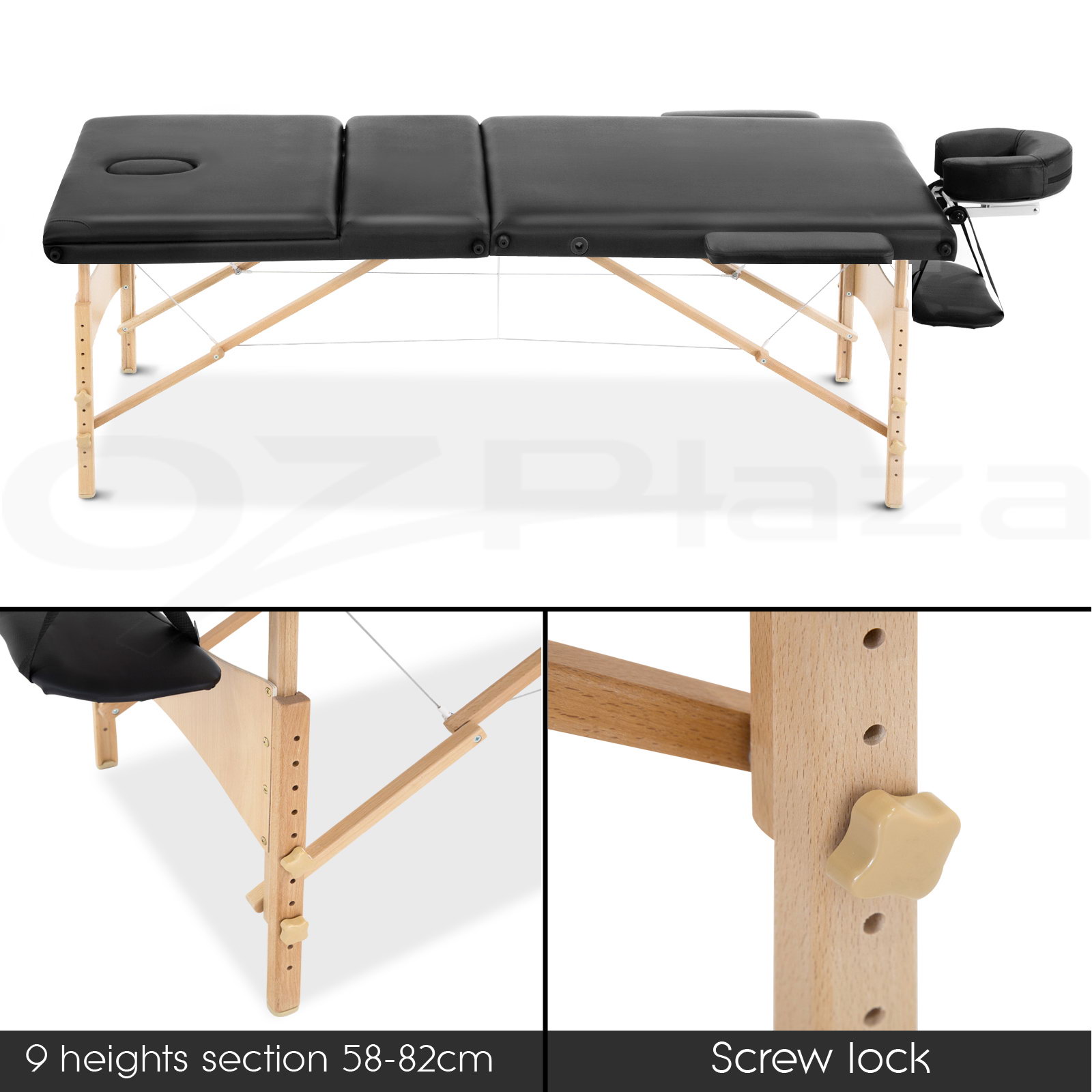 Zenses Massage Table Portable Wooden Beauty Bed Chair 3 Fold Therapy Waxing - Picture 14 of 41