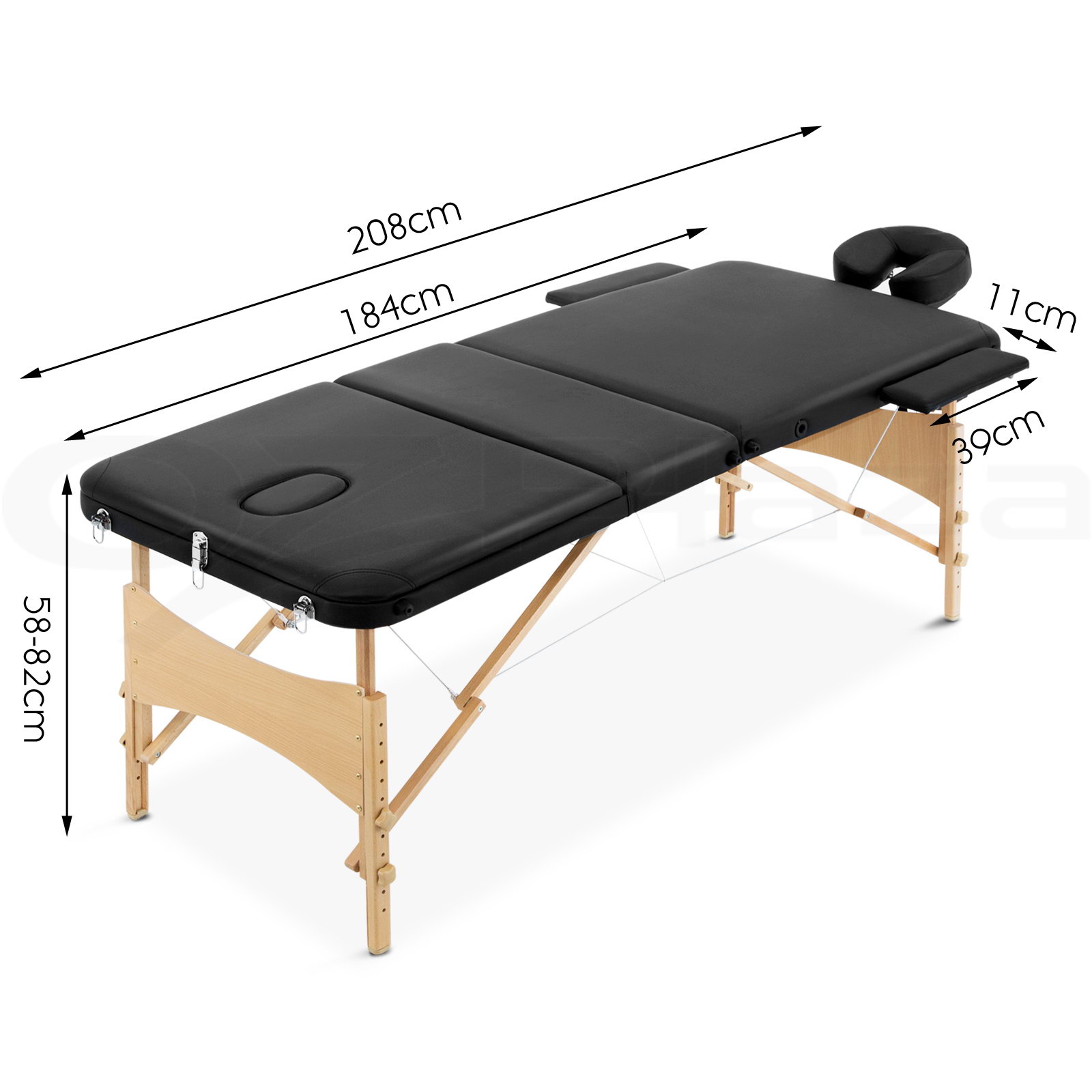 Zenses Wooden Portable Massage Table 3 Fold Beauty Therapy Bed Chair