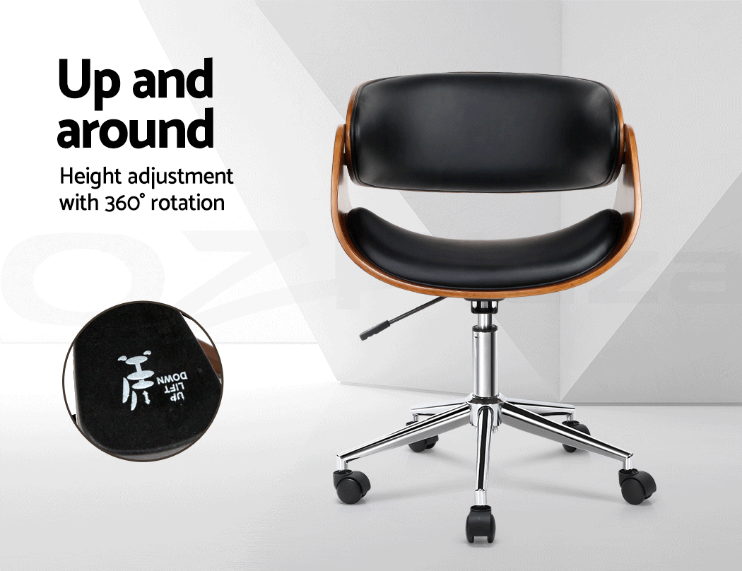 Artiss Executive Wooden Office Chair Leather Computer Home Chairs Seating Black eBay