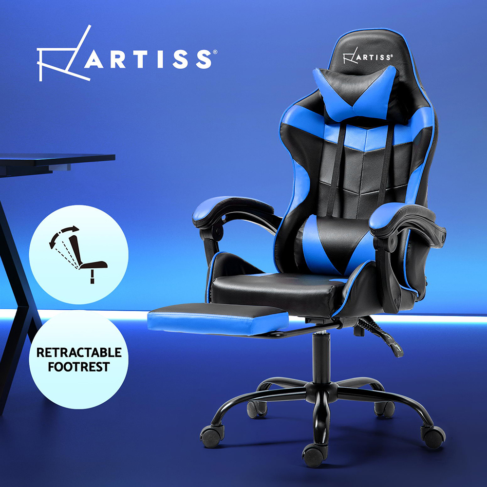 Artiss Gaming Chair Office Chairs Executive Computer Desk PU Leather Footrest - Picture 21 of 30