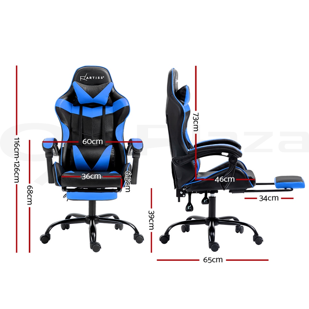 Artiss Gaming Chair Office Chairs Executive Computer Desk PU Leather Footrest - Picture 22 of 30
