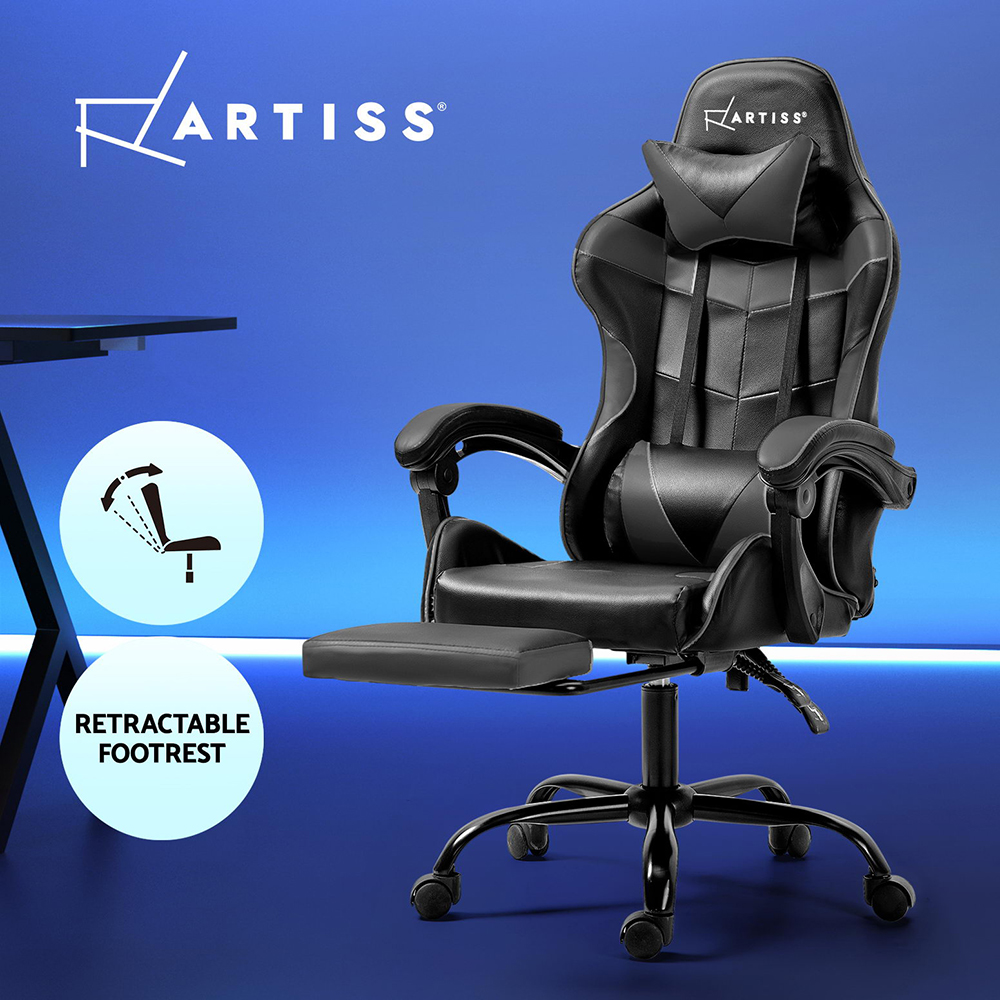 Artiss Gaming Chair Office Chairs Executive Computer Desk PU Leather Footrest - Picture 25 of 30