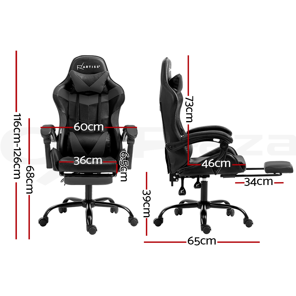 Artiss Gaming Chair Office Chairs Executive Computer Desk PU Leather Footrest - Picture 26 of 30
