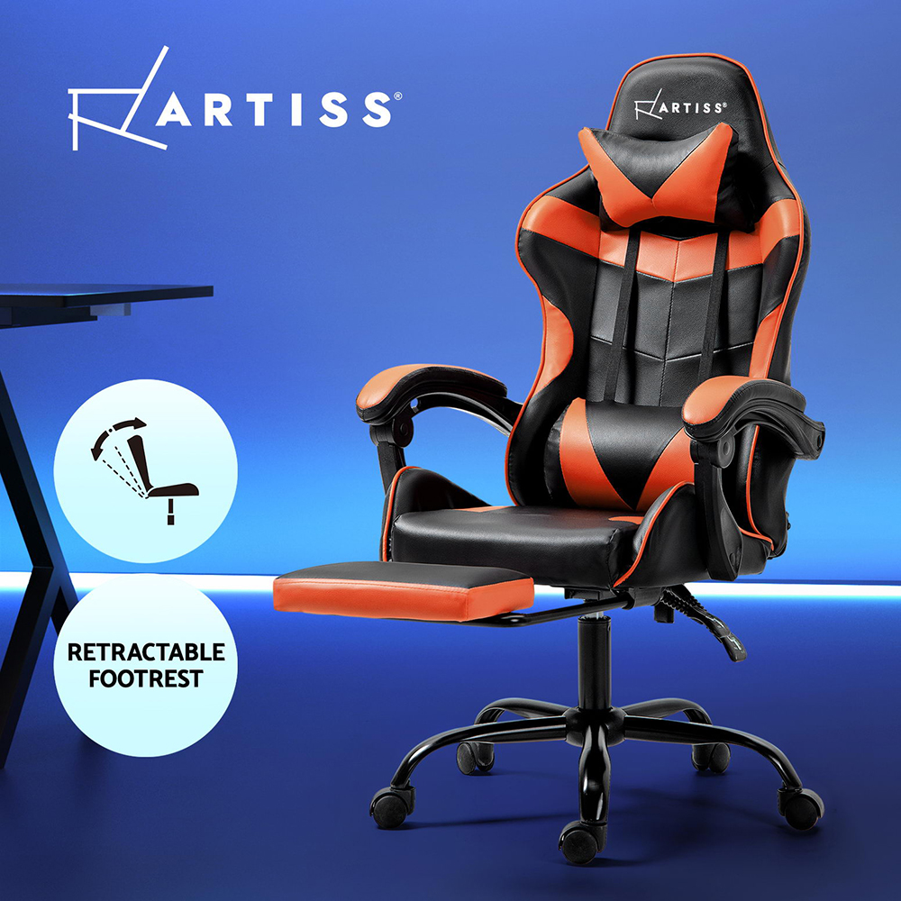 Artiss Gaming Chair Office Chairs Executive Computer Desk PU Leather Footrest - Picture 27 of 30