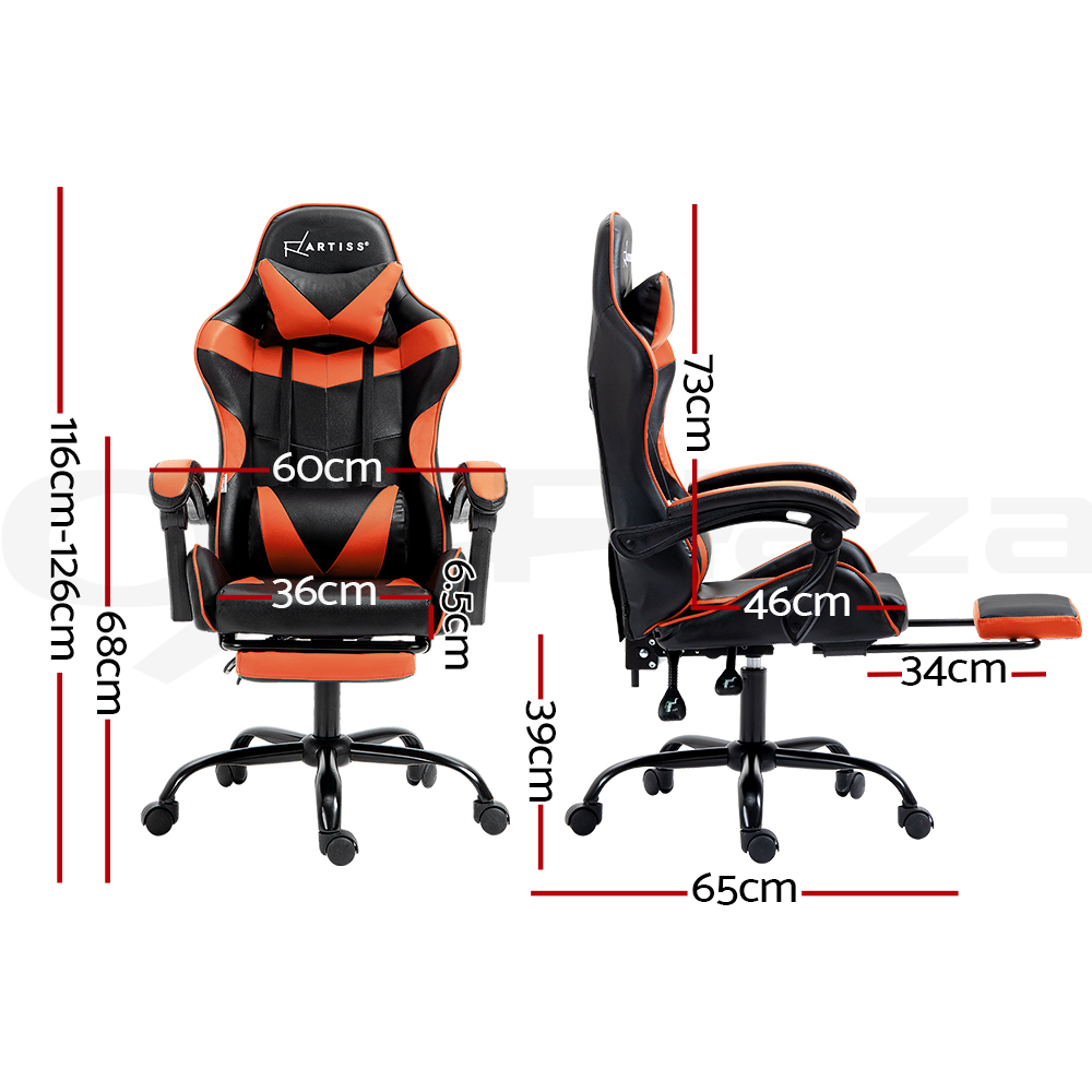 Artiss Gaming Chair Office Chairs Executive Computer Desk PU Leather Footrest - Picture 28 of 30