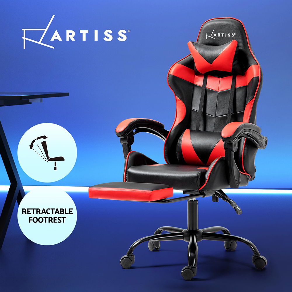 Artiss Gaming Chair Office Chairs Executive Computer Desk PU Leather Footrest - Picture 29 of 30