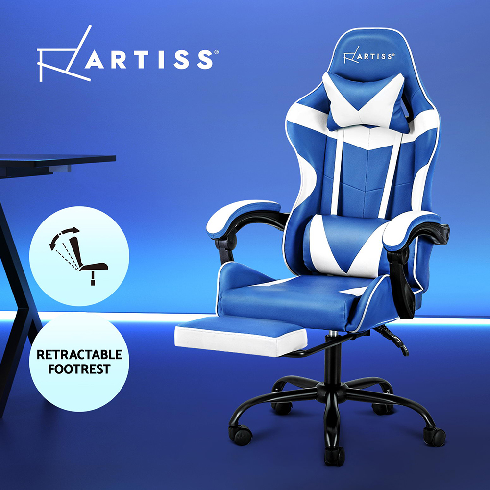 Artiss Gaming Chair Office Chairs Executive Computer Desk PU Leather Footrest - Picture 23 of 30