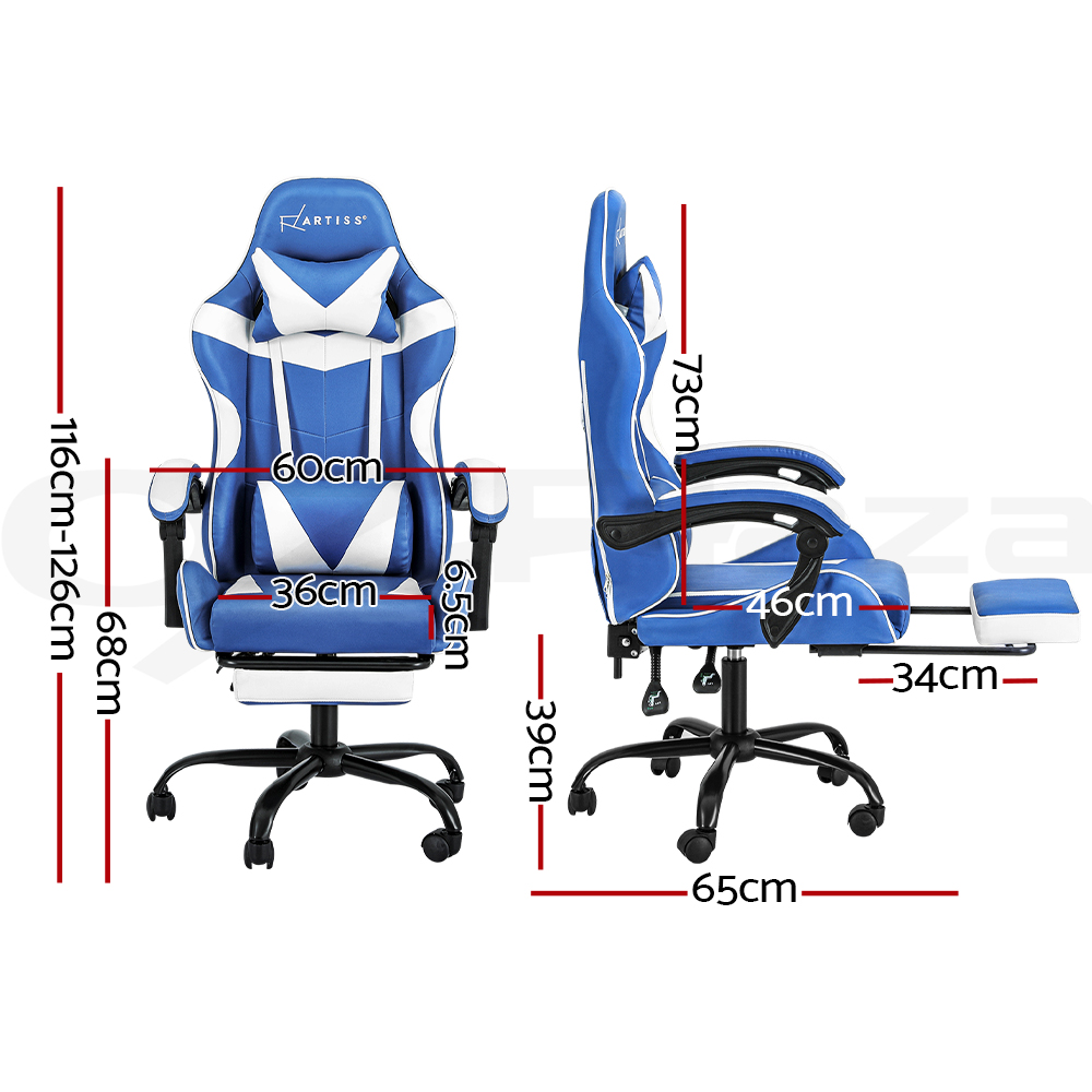 Artiss Gaming Chair Office Chairs Executive Computer Desk PU Leather Footrest - Picture 24 of 30