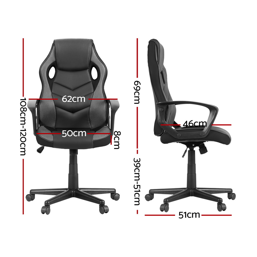 Artiss Gaming Chair Office Chairs Executive Computer Desk PU Leather Footrest - Picture 12 of 30