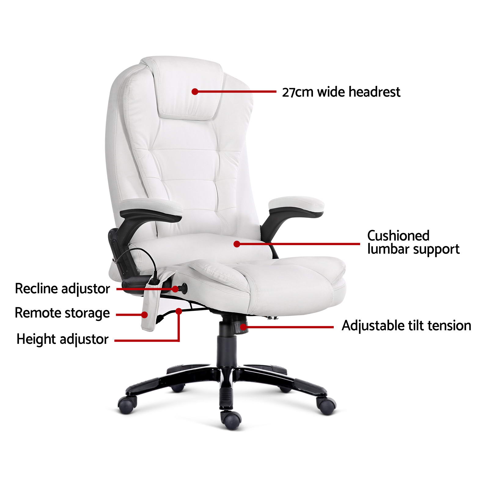 Details About Artiss 8 Point Massage Office Chair Computer Gaming Heated Reclining