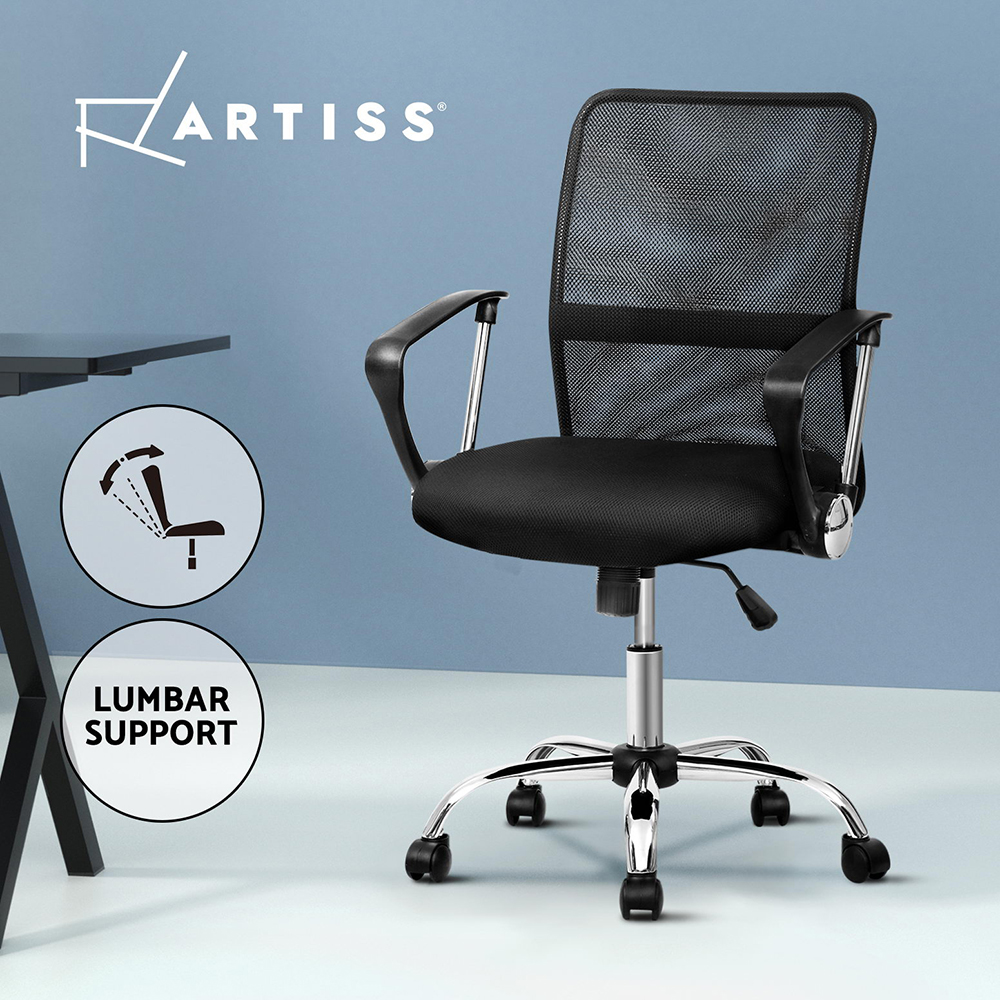 Artiss Office Chair Mesh Computer Chairs Study Work Gaming Desk Chairs Black - Picture 27 of 38