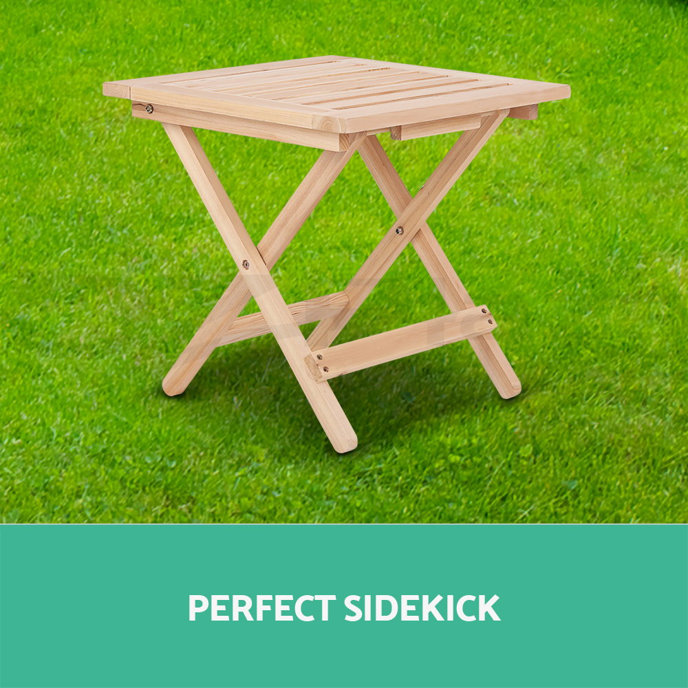 Gardeon Outdoor Beach Chair Table Set Wooden Adirondack Lounge