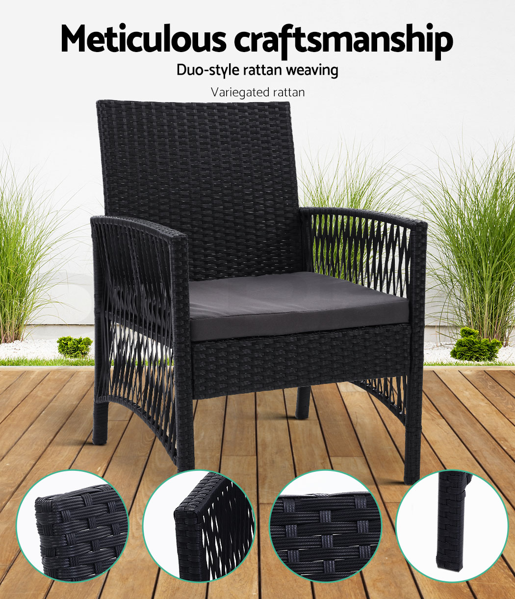 Gardeon Outdoor Furniture Dining Chairs Rattan Garden Patio Cushion