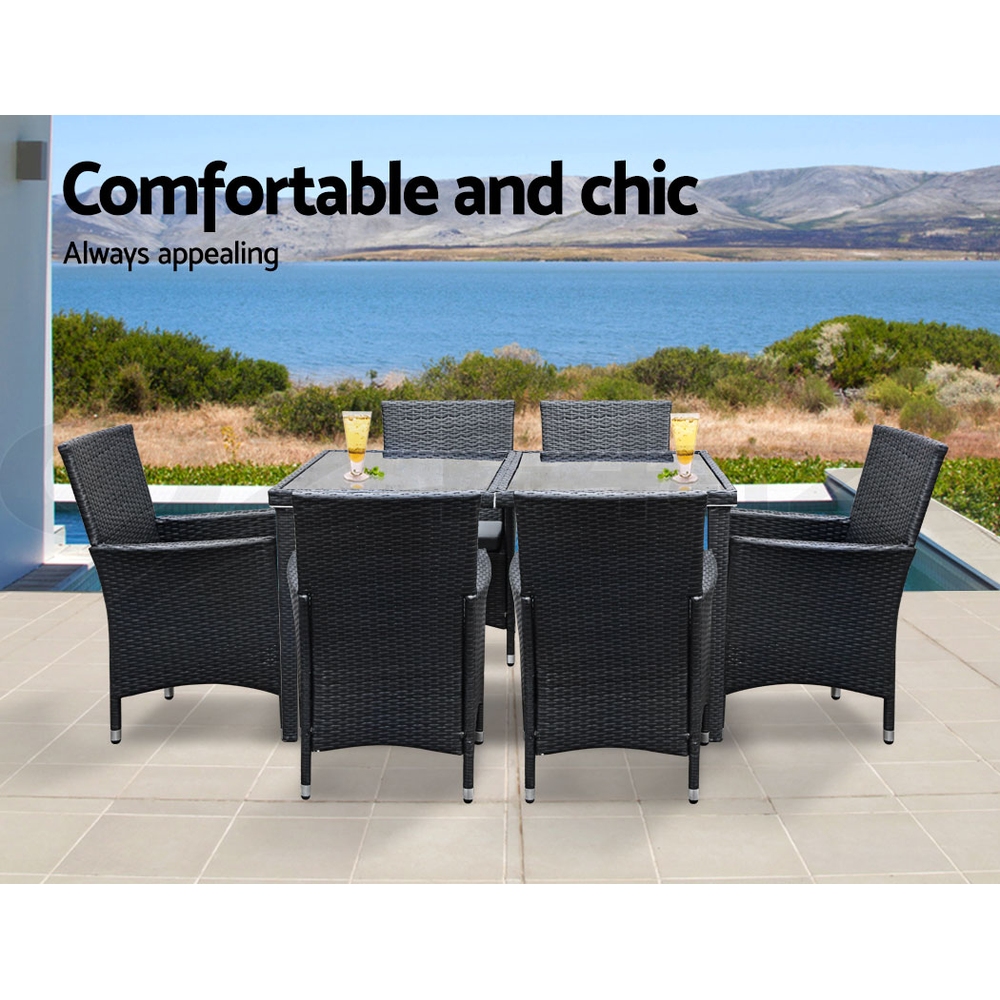 Gardeon 7/9 PCS Outdoor Furniture Dining Set Patio Lounge Setting Garden Wicker - Picture 14 of 33