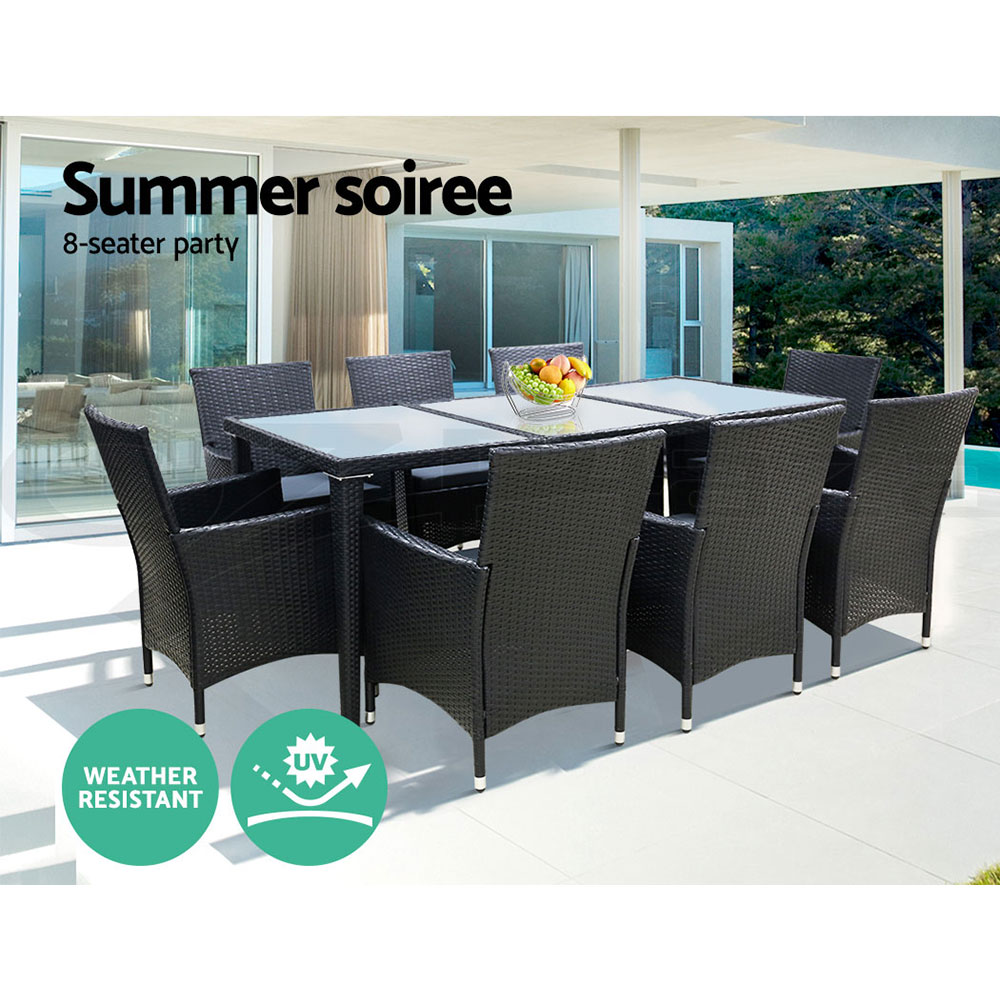 Gardeon 7/9 PCS Outdoor Furniture Dining Set Patio Lounge Setting Garden Wicker - Picture 24 of 33