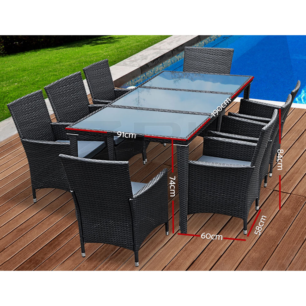 Gardeon 7/9 PCS Outdoor Furniture Dining Set Patio Lounge Setting Garden Wicker - Picture 33 of 33