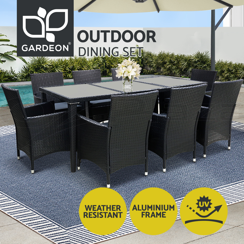 Gardeon 7/9 PCS Outdoor Furniture Dining Set Patio Lounge Setting Garden Wicker - Picture 23 of 33