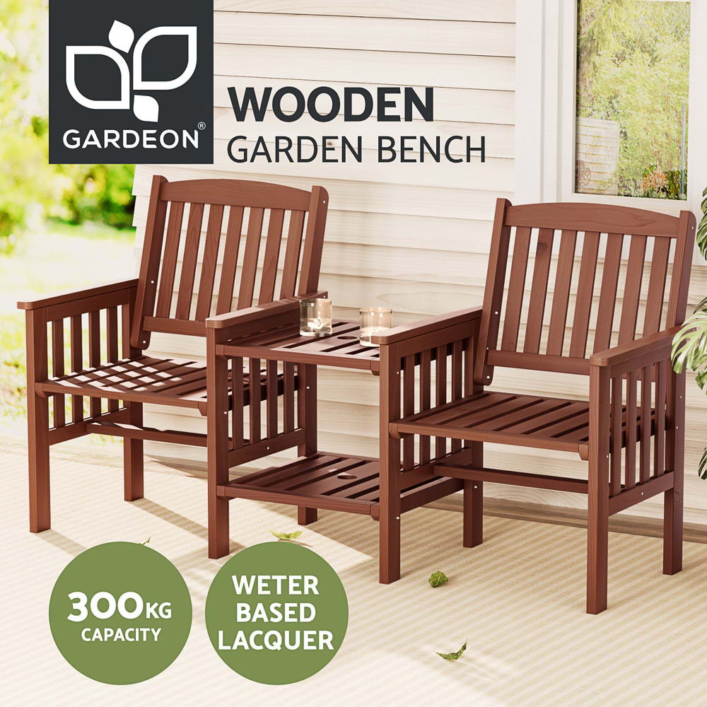 Gardeon Wooden Garden Bench Seat Table Loveseat Outdoor Furniture Patio Park - Picture 8 of 36