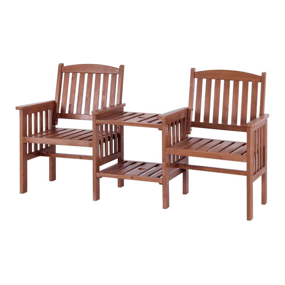 Gardeon Wooden Garden Bench Seat Table Loveseat Outdoor Furniture Patio Park - Picture 9 of 36