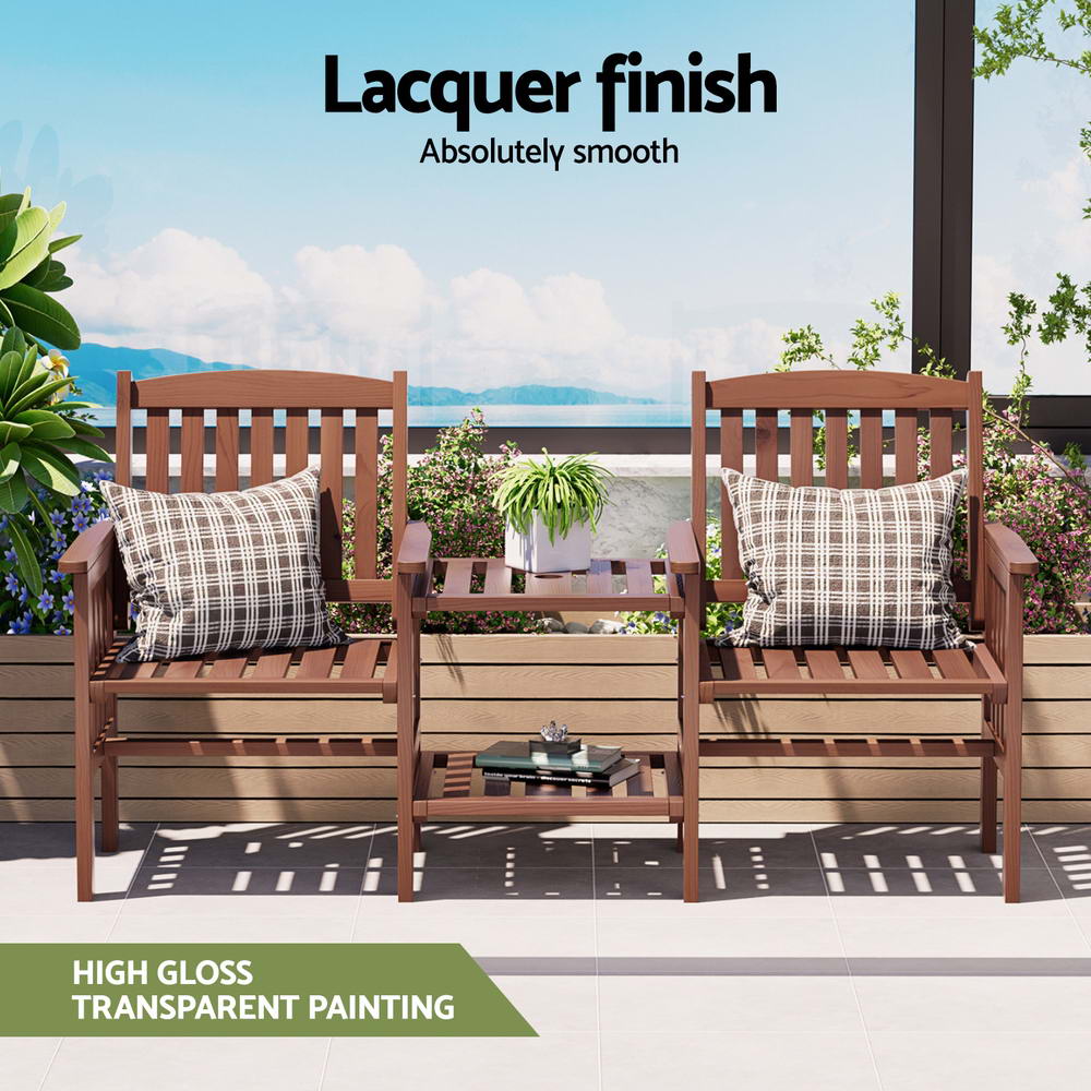 Gardeon Wooden Garden Bench Seat Table Loveseat Outdoor Furniture Patio Park - Picture 13 of 36