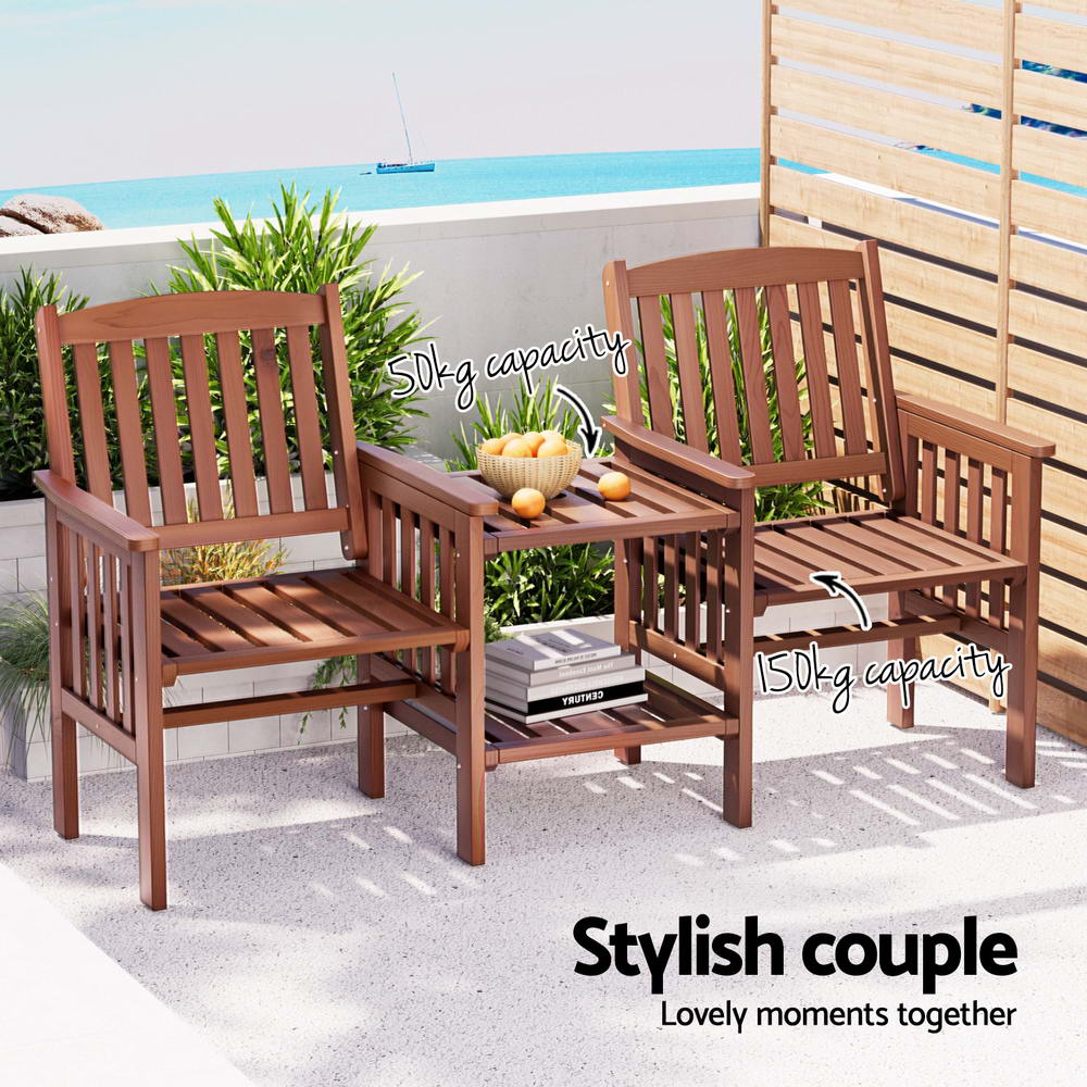 Gardeon Wooden Garden Bench Seat Table Loveseat Outdoor Furniture Patio Park - Picture 14 of 36
