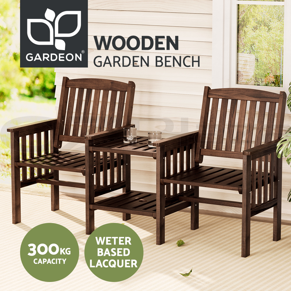 Gardeon Wooden Garden Bench Seat Table Loveseat Outdoor Furniture Patio Park - Picture 18 of 36
