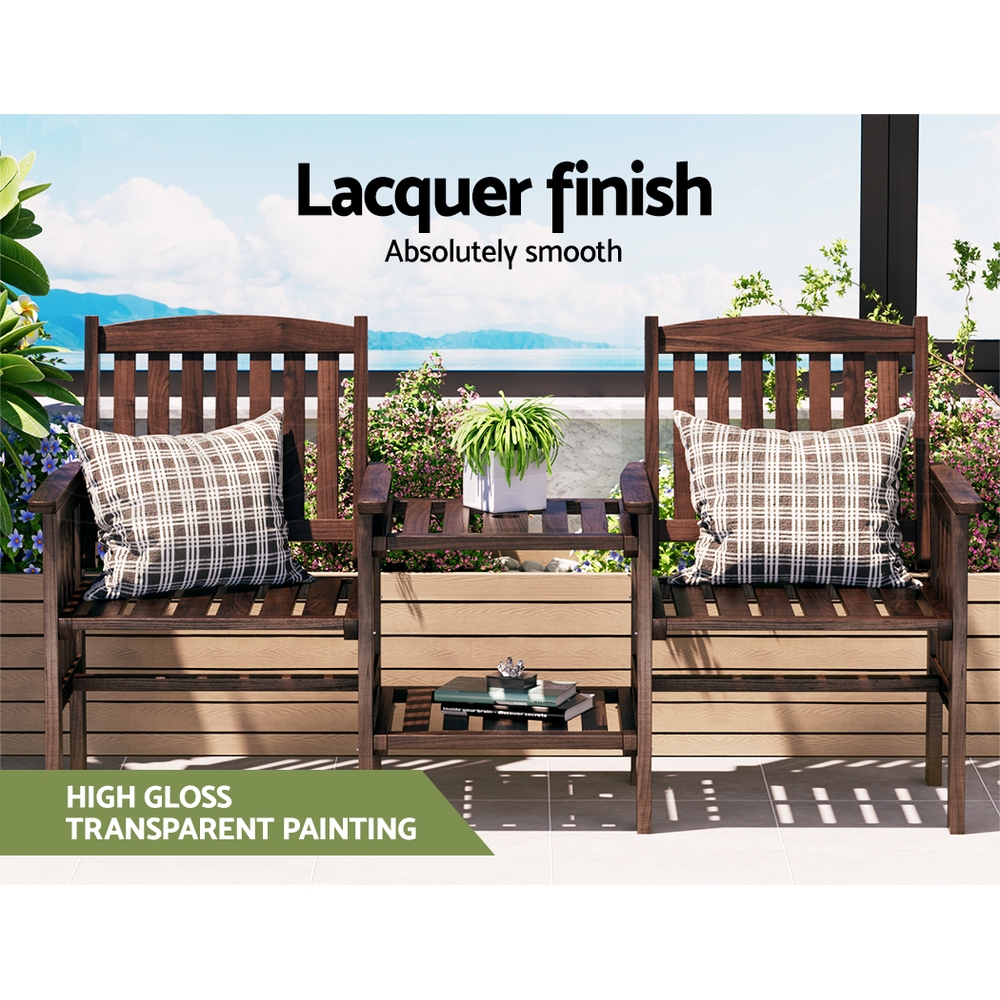 Gardeon Wooden Garden Bench Seat Table Loveseat Outdoor Furniture Patio Park - Picture 21 of 36