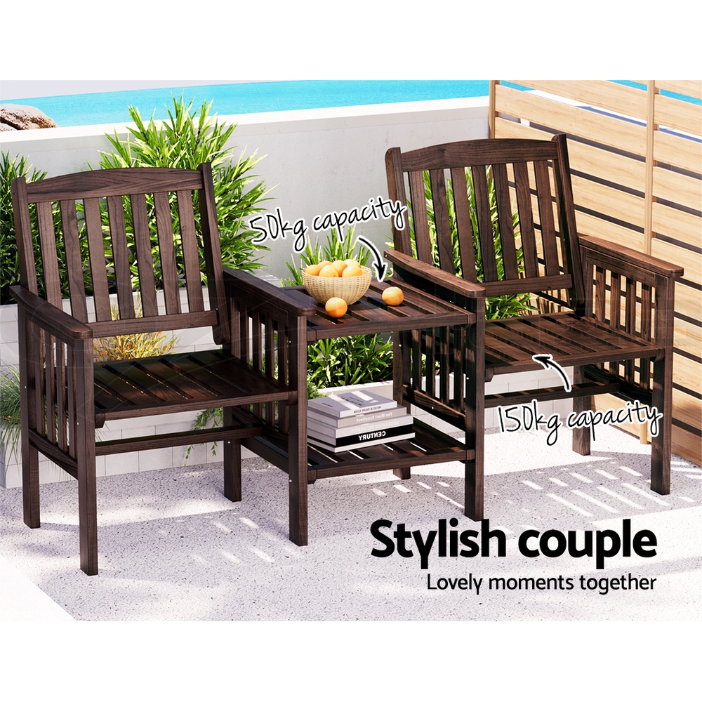 Gardeon Wooden Garden Bench Seat Table Loveseat Outdoor Furniture Patio Park - Picture 22 of 36