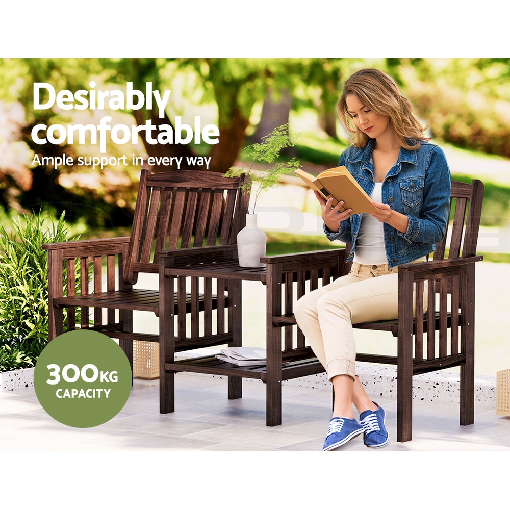 Gardeon Wooden Garden Bench Seat Table Loveseat Outdoor Furniture Patio Park - Picture 24 of 36