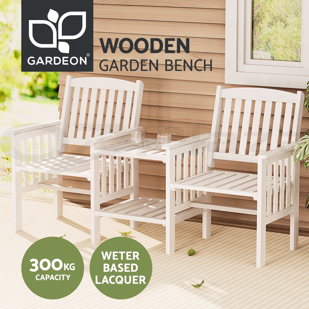 Gardeon Wooden Garden Bench Seat Table Loveseat Outdoor Furniture Patio Park - Picture 27 of 36