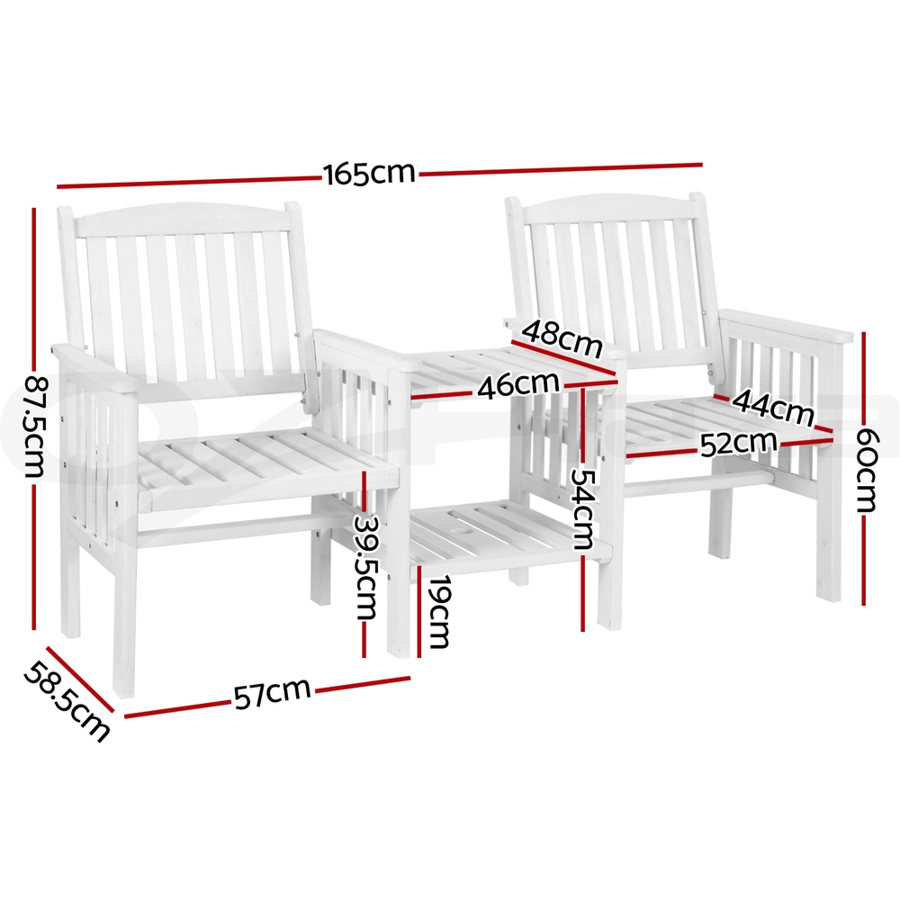 Gardeon Wooden Garden Bench Seat Table Loveseat Outdoor Furniture Patio Park - Picture 29 of 36