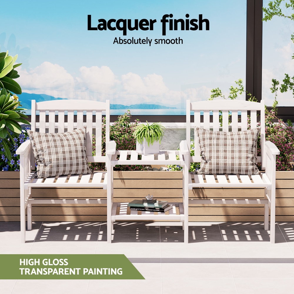 Gardeon Wooden Garden Bench Seat Table Loveseat Outdoor Furniture Patio Park - Picture 32 of 36