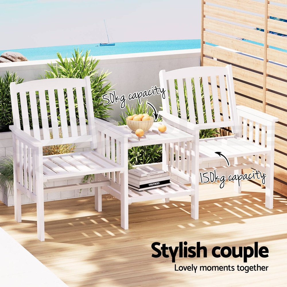 Gardeon Wooden Garden Bench Seat Table Loveseat Outdoor Furniture Patio Park - Picture 33 of 36