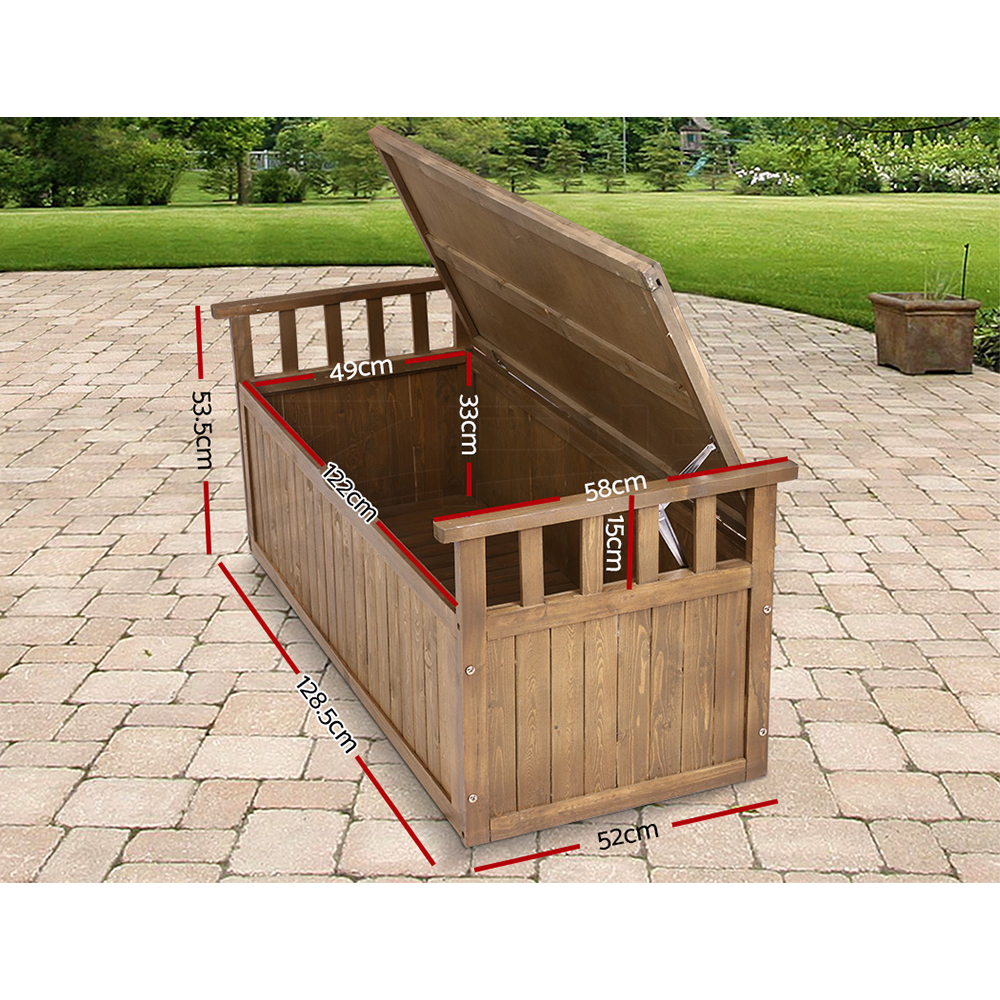Gardeon Outdoor Storage Box Wooden Garden Bench Chest Toy Tool Sheds