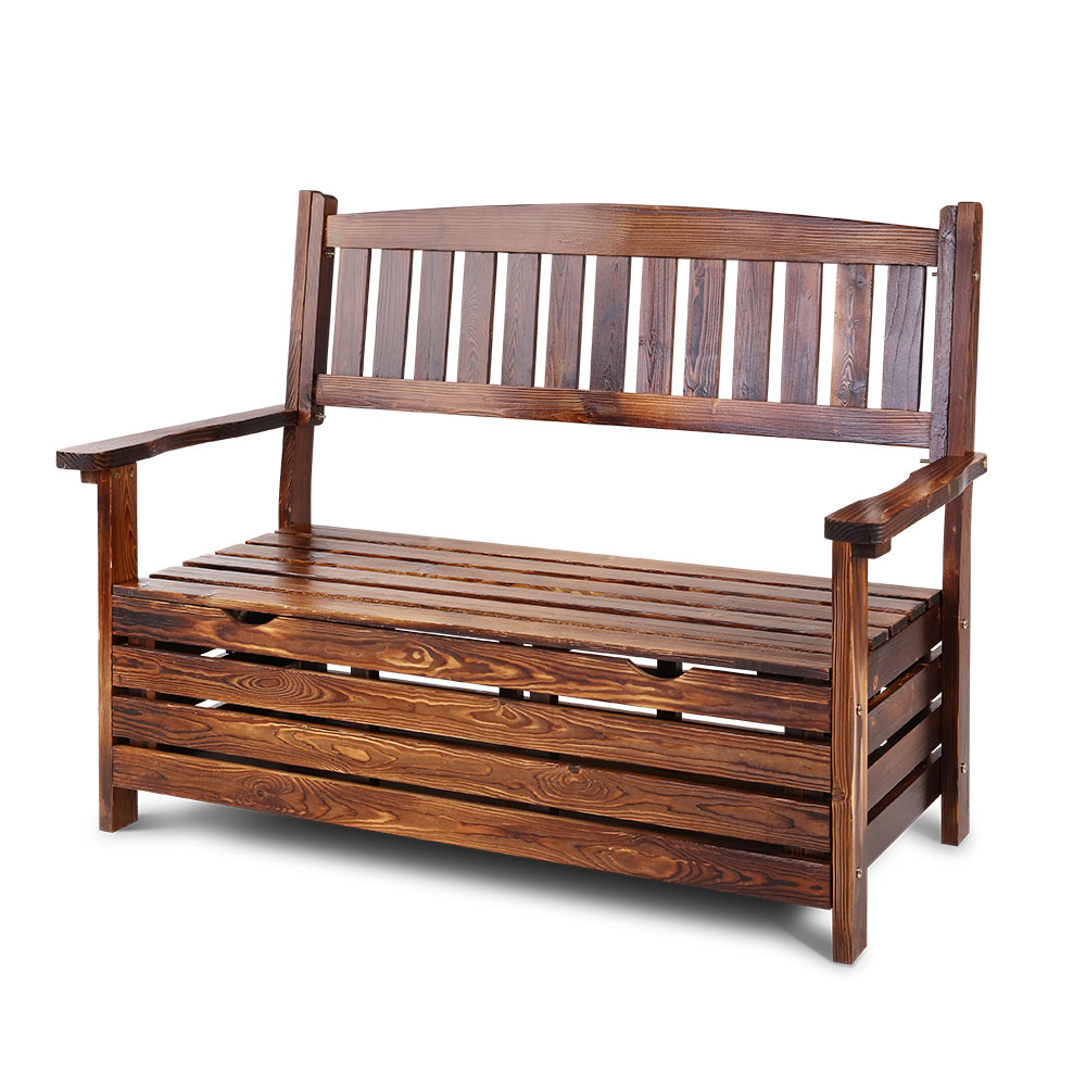 Gardeon Outdoor Storage Bench Box 2 Seat Wooden Patio Furniture Lounge