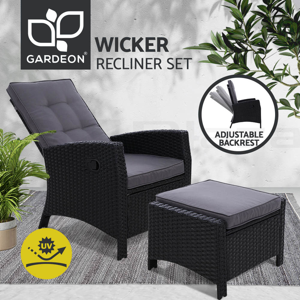 Gardeon Recliner Chairs Sun Lounge Outdoor Furniture Patio Setting Wicker Sofa - Picture 12 of 97