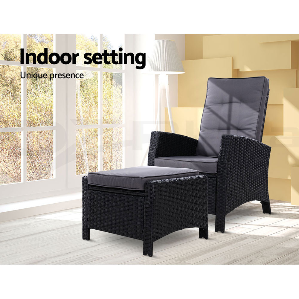 Gardeon Recliner Chairs Sun Lounge Outdoor Furniture Patio Setting Wicker Sofa - Picture 19 of 97