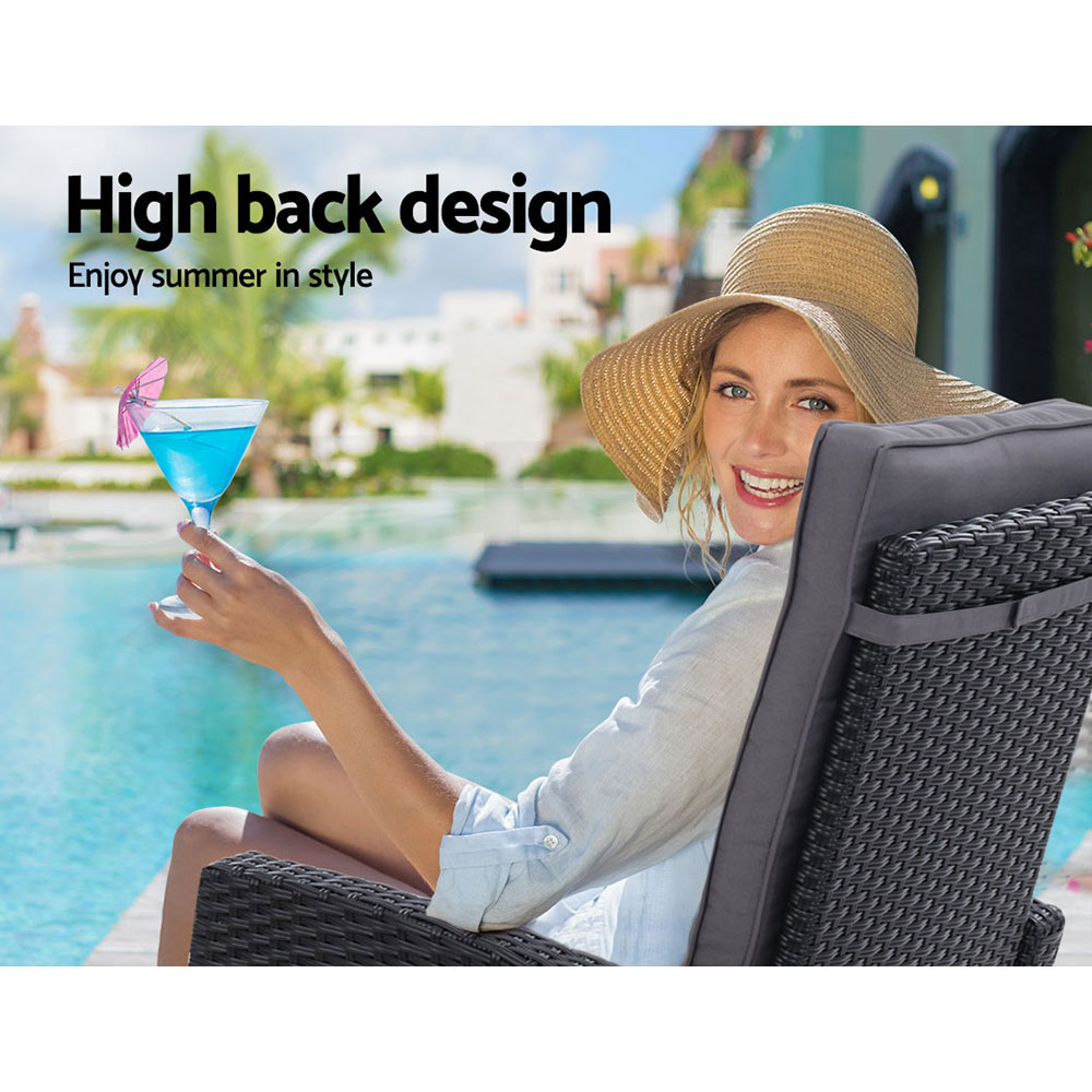Gardeon Recliner Chairs Sun Lounge Outdoor Furniture Patio Setting Wicker Sofa - Picture 61 of 97